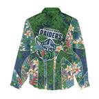Canberra Raiders Women Casual Shirt Tropical Hibiscus Floral Pattern With Green And Navy Accents
