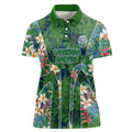 Canberra Raiders Women Polo Shirt Tropical Hibiscus Floral Pattern With Green And Navy Accents