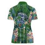Canberra Raiders Women Polo Shirt Tropical Hibiscus Floral Pattern With Green And Navy Accents