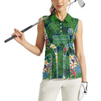 Canberra Raiders Women Sleeveless Polo Shirt Tropical Hibiscus Floral Pattern With Green And Navy Accents