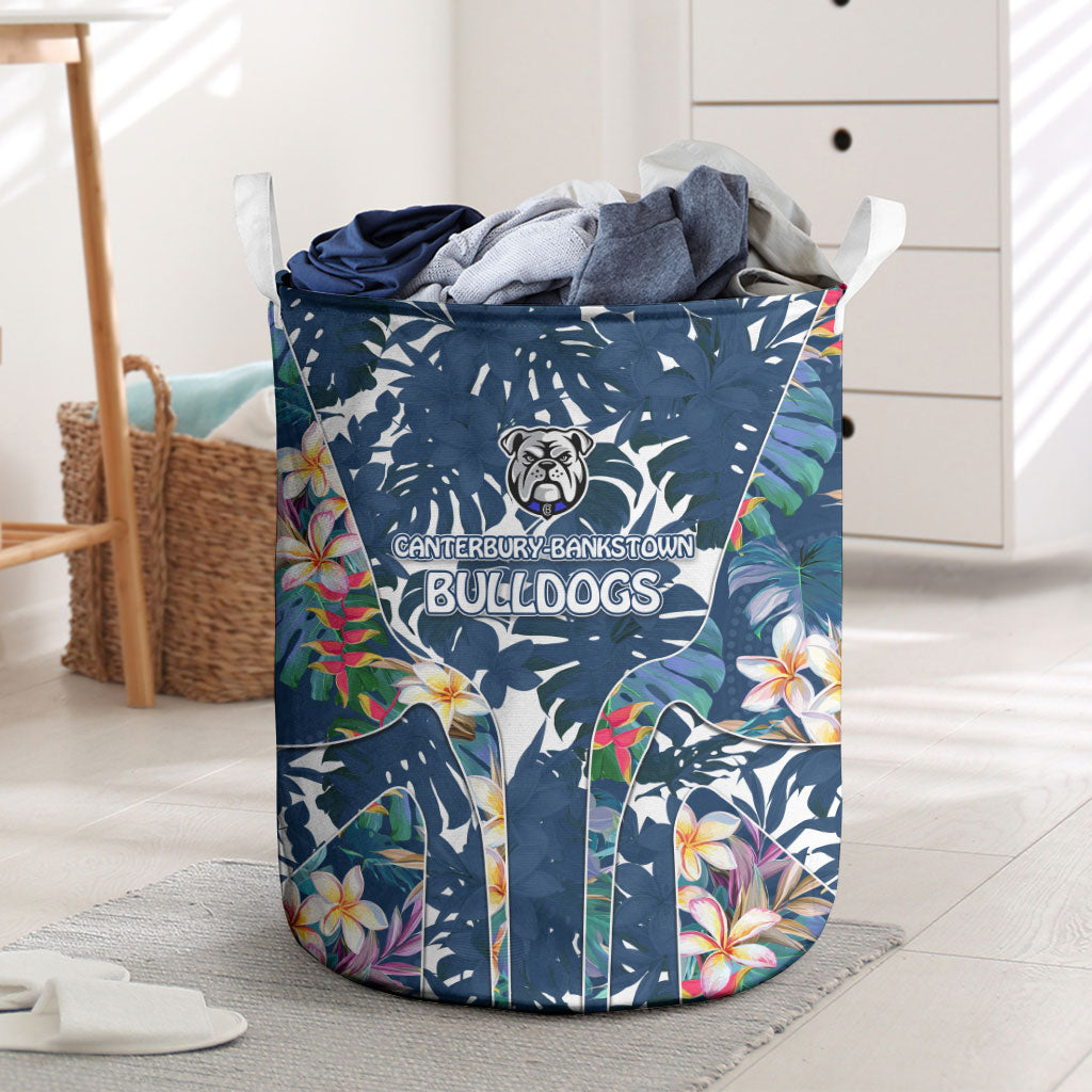 Canterbury-Bankstown Bulldogs Laundry Basket Tropical Hibiscus Floral Pattern With Blue And White Accents
