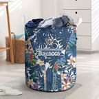 Canterbury-Bankstown Bulldogs Laundry Basket Tropical Hibiscus Floral Pattern With Blue And White Accents