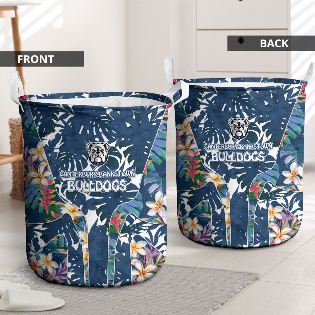 Canterbury-Bankstown Bulldogs Laundry Basket Tropical Hibiscus Floral Pattern With Blue And White Accents