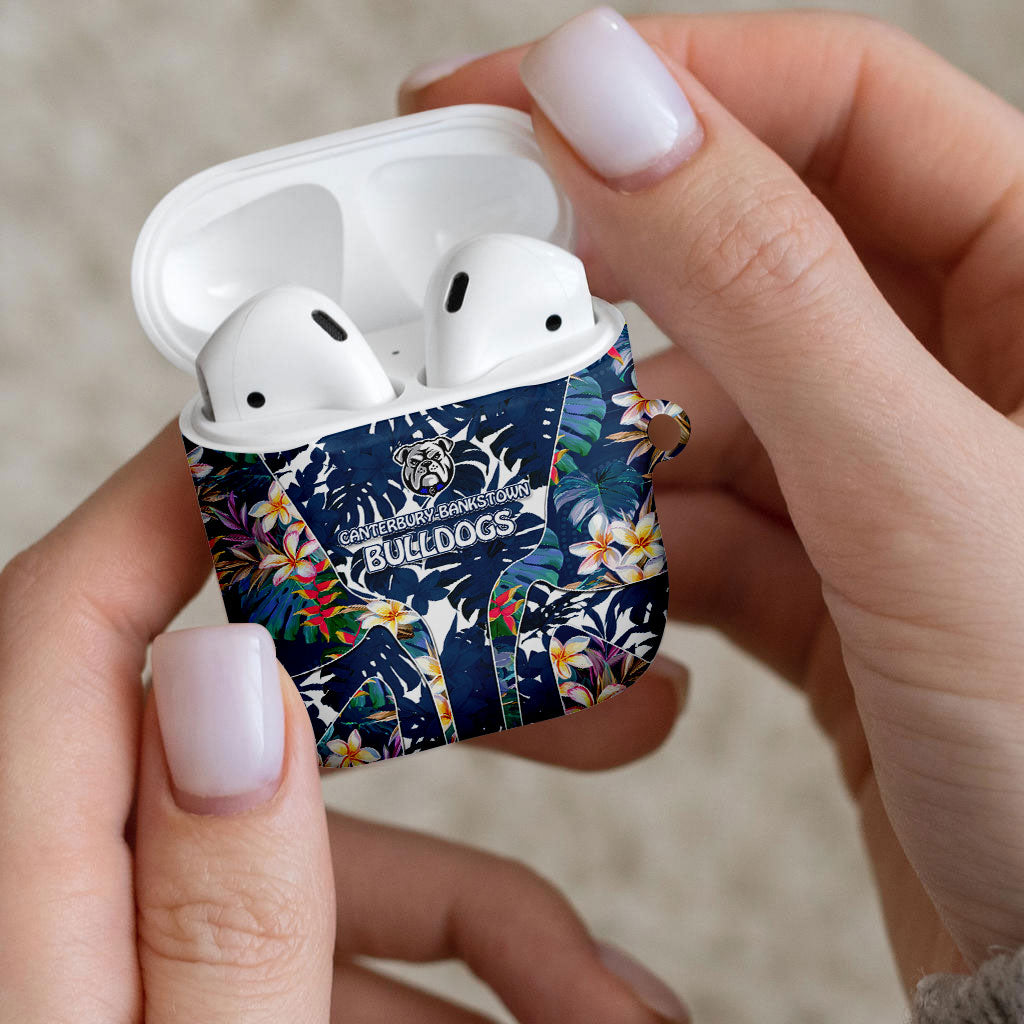 Canterbury-Bankstown Bulldogs AirPods Case Tropical Hibiscus Floral Pattern With Blue And White Accents