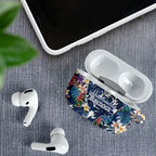 Canterbury-Bankstown Bulldogs AirPods Case Tropical Hibiscus Floral Pattern With Blue And White Accents