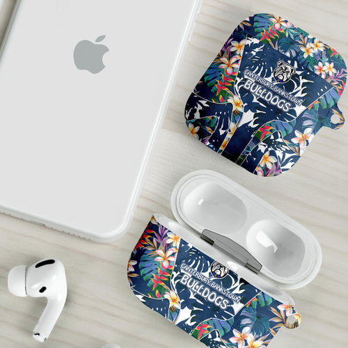 Canterbury-Bankstown Bulldogs AirPods Case Tropical Hibiscus Floral Pattern With Blue And White Accents