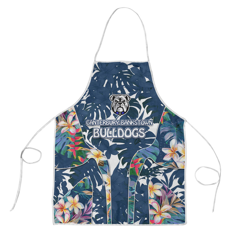 Canterbury-Bankstown Bulldogs Apron Tropical Hibiscus Floral Pattern With Blue And White Accents
