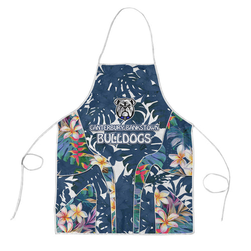 Canterbury-Bankstown Bulldogs Apron Tropical Hibiscus Floral Pattern With Blue And White Accents