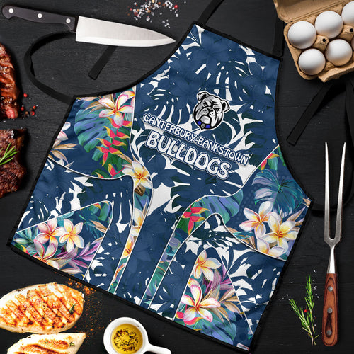 Canterbury-Bankstown Bulldogs Apron Tropical Hibiscus Floral Pattern With Blue And White Accents