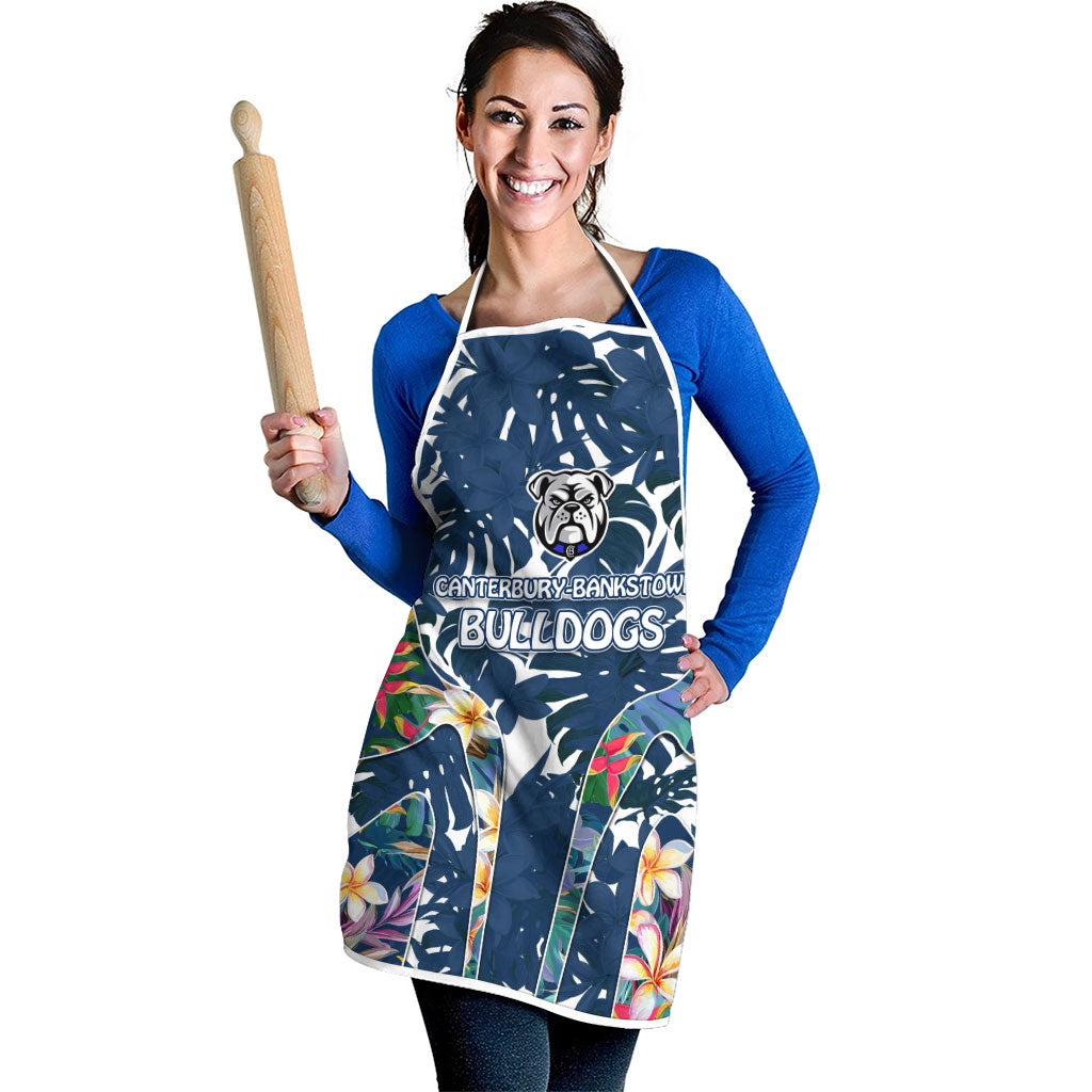 Canterbury-Bankstown Bulldogs Apron Tropical Hibiscus Floral Pattern With Blue And White Accents