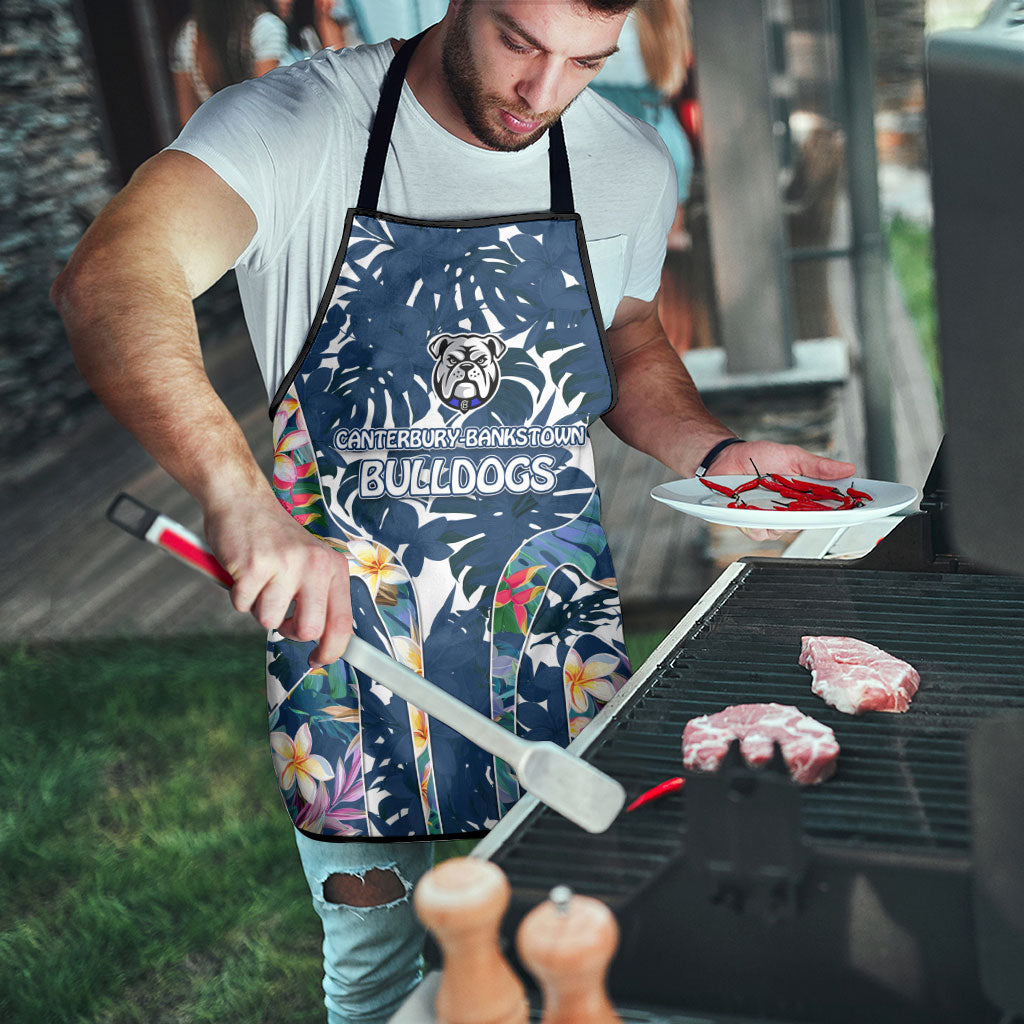 Canterbury-Bankstown Bulldogs Apron Tropical Hibiscus Floral Pattern With Blue And White Accents