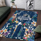 Canterbury-Bankstown Bulldogs Area Rug Tropical Hibiscus Floral Pattern With Blue And White Accents