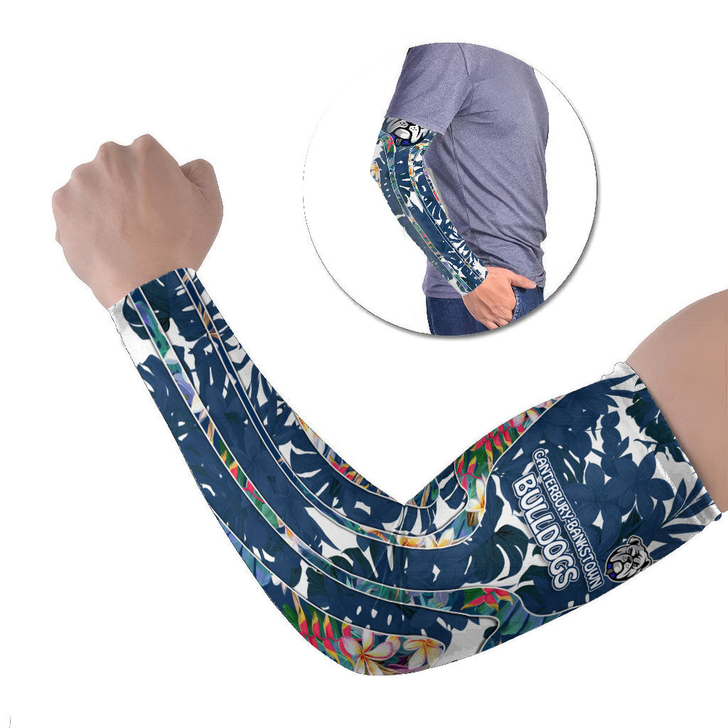 Canterbury-Bankstown Bulldogs Arm Sleeves Tropical Hibiscus Floral Pattern With Blue And White Accents