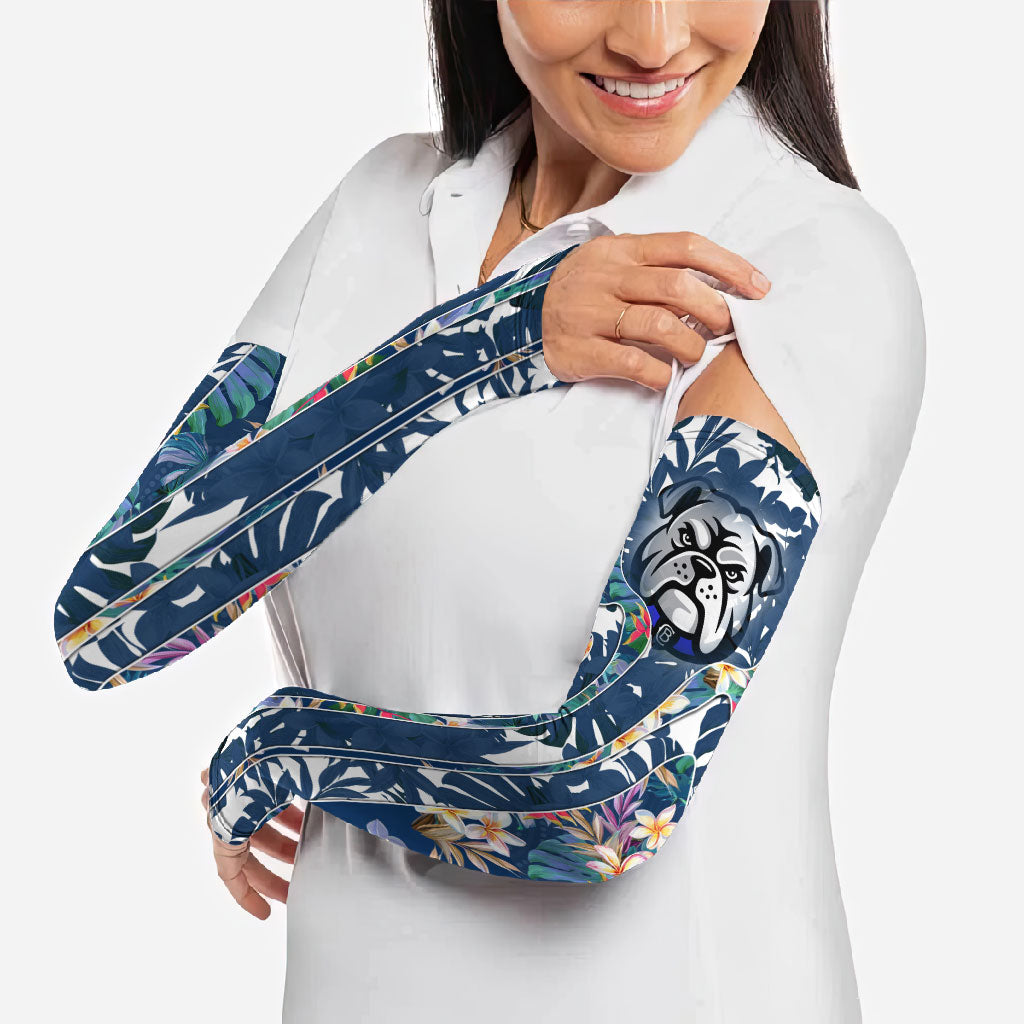 Canterbury-Bankstown Bulldogs Arm Sleeves Tropical Hibiscus Floral Pattern With Blue And White Accents