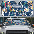 Canterbury-Bankstown Bulldogs Auto Sun Shade Tropical Hibiscus Floral Pattern With Blue And White Accents