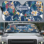 Canterbury-Bankstown Bulldogs Auto Sun Shade Tropical Hibiscus Floral Pattern With Blue And White Accents