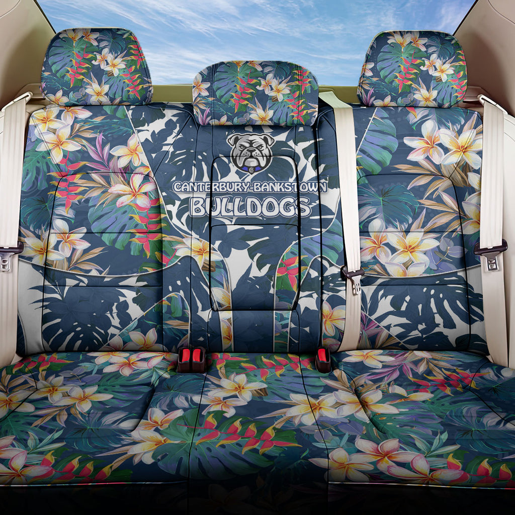 Canterbury-Bankstown Bulldogs Back Car Seat Cover Tropical Hibiscus Floral Pattern With Blue And White Accents
