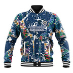 Canterbury-Bankstown Bulldogs Baseball Jacket Tropical Hibiscus Floral Pattern With Blue And White Accents