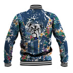 Canterbury-Bankstown Bulldogs Baseball Jacket Tropical Hibiscus Floral Pattern With Blue And White Accents