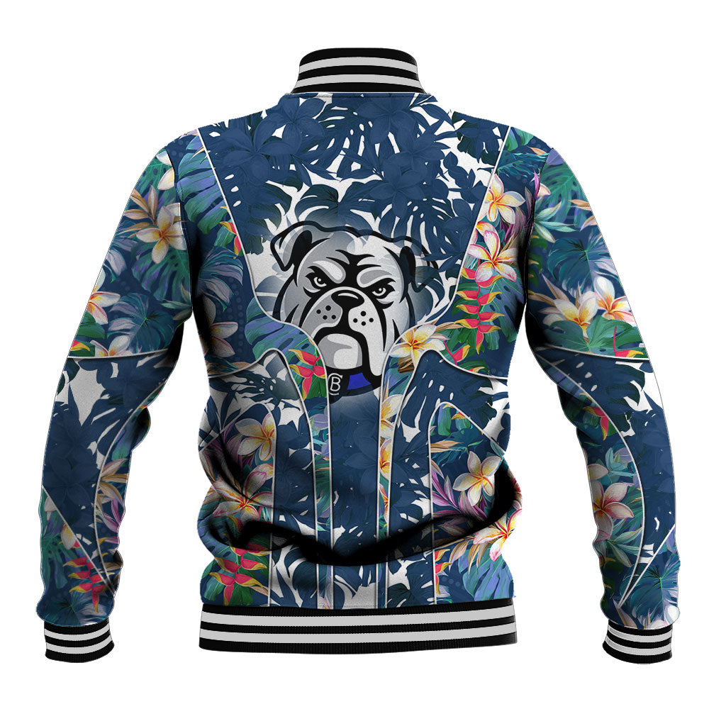 Canterbury-Bankstown Bulldogs Baseball Jacket Tropical Hibiscus Floral Pattern With Blue And White Accents