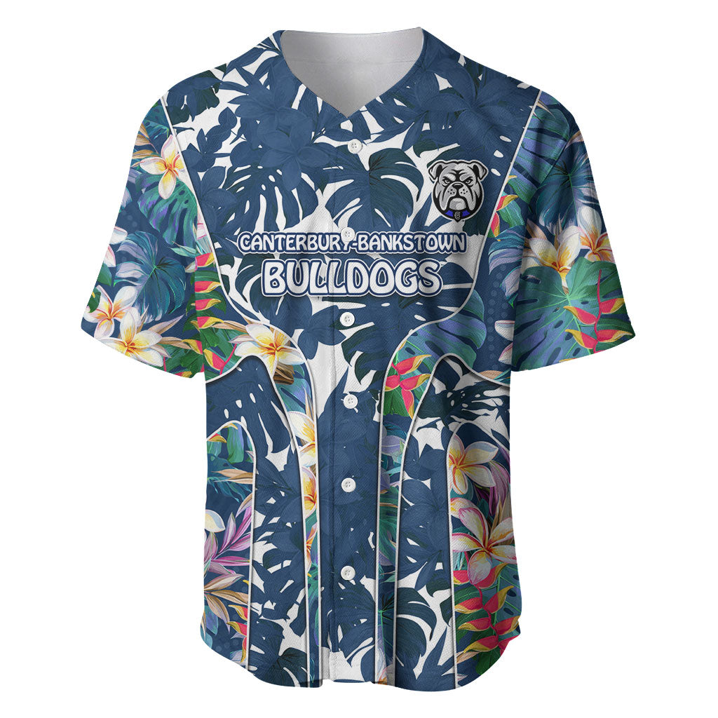 Canterbury-Bankstown Bulldogs Baseball Jersey Tropical Hibiscus Floral Pattern With Blue And White Accents