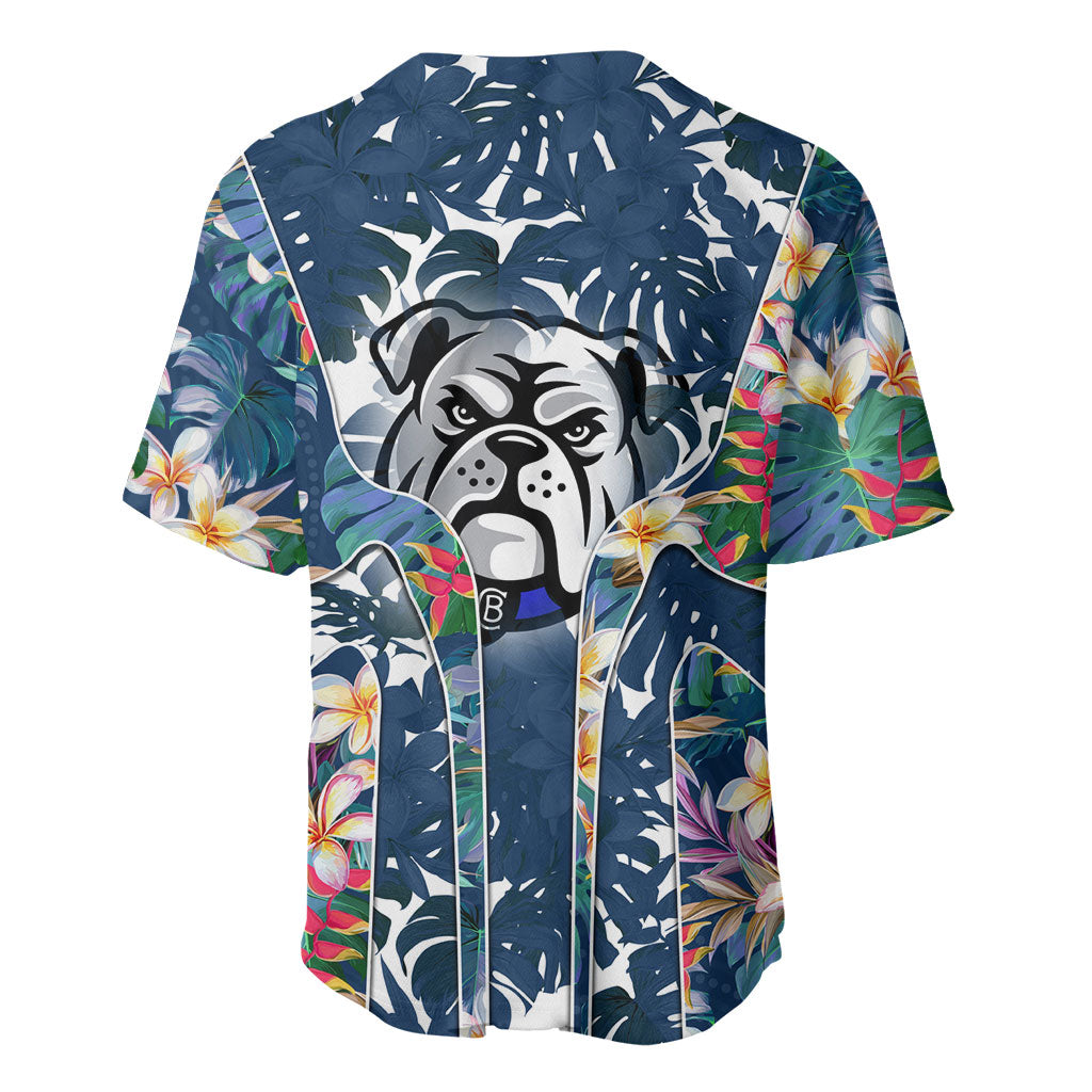 Canterbury-Bankstown Bulldogs Baseball Jersey Tropical Hibiscus Floral Pattern With Blue And White Accents