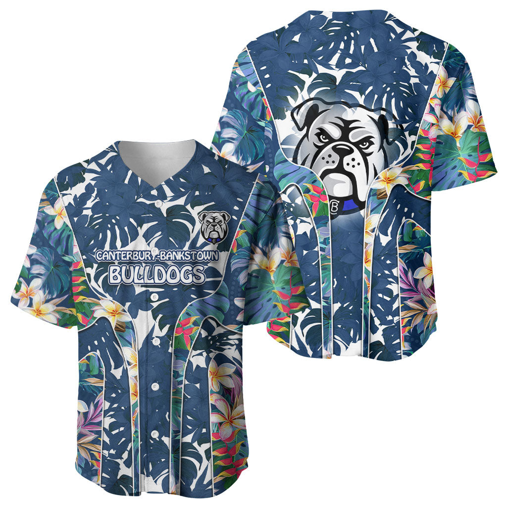 Canterbury-Bankstown Bulldogs Baseball Jersey Tropical Hibiscus Floral Pattern With Blue And White Accents
