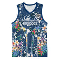 Canterbury-Bankstown Bulldogs Basketball Jersey Tropical Hibiscus Floral Pattern With Blue And White Accents