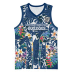 Canterbury-Bankstown Bulldogs Basketball Jersey Tropical Hibiscus Floral Pattern With Blue And White Accents