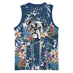 Canterbury-Bankstown Bulldogs Basketball Jersey Tropical Hibiscus Floral Pattern With Blue And White Accents