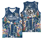 Canterbury-Bankstown Bulldogs Basketball Jersey Tropical Hibiscus Floral Pattern With Blue And White Accents
