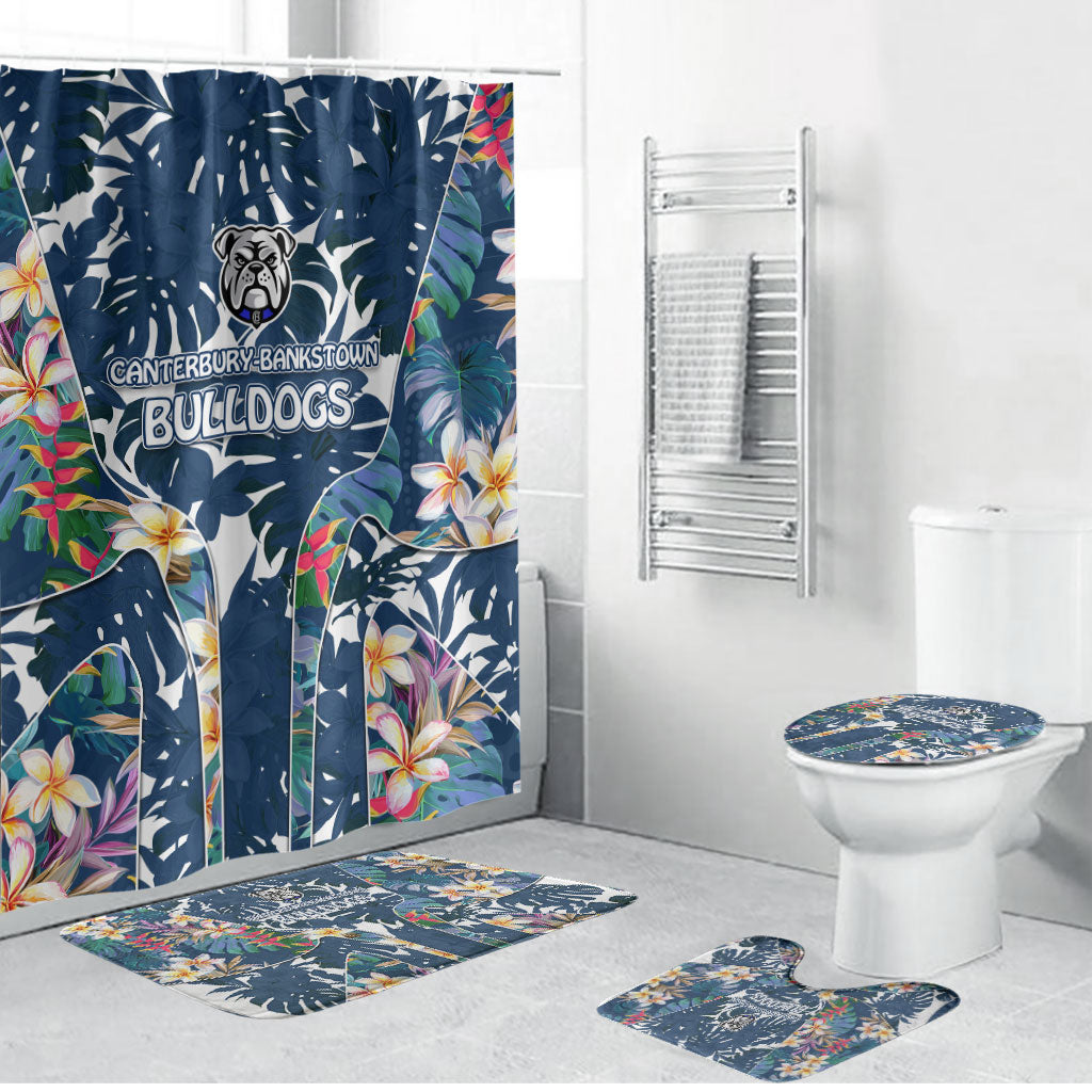 Canterbury-Bankstown Bulldogs Bathroom Set Tropical Hibiscus Floral Pattern With Blue And White Accents
