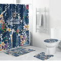 Canterbury-Bankstown Bulldogs Bathroom Set Tropical Hibiscus Floral Pattern With Blue And White Accents