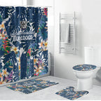 Canterbury-Bankstown Bulldogs Bathroom Set Tropical Hibiscus Floral Pattern With Blue And White Accents