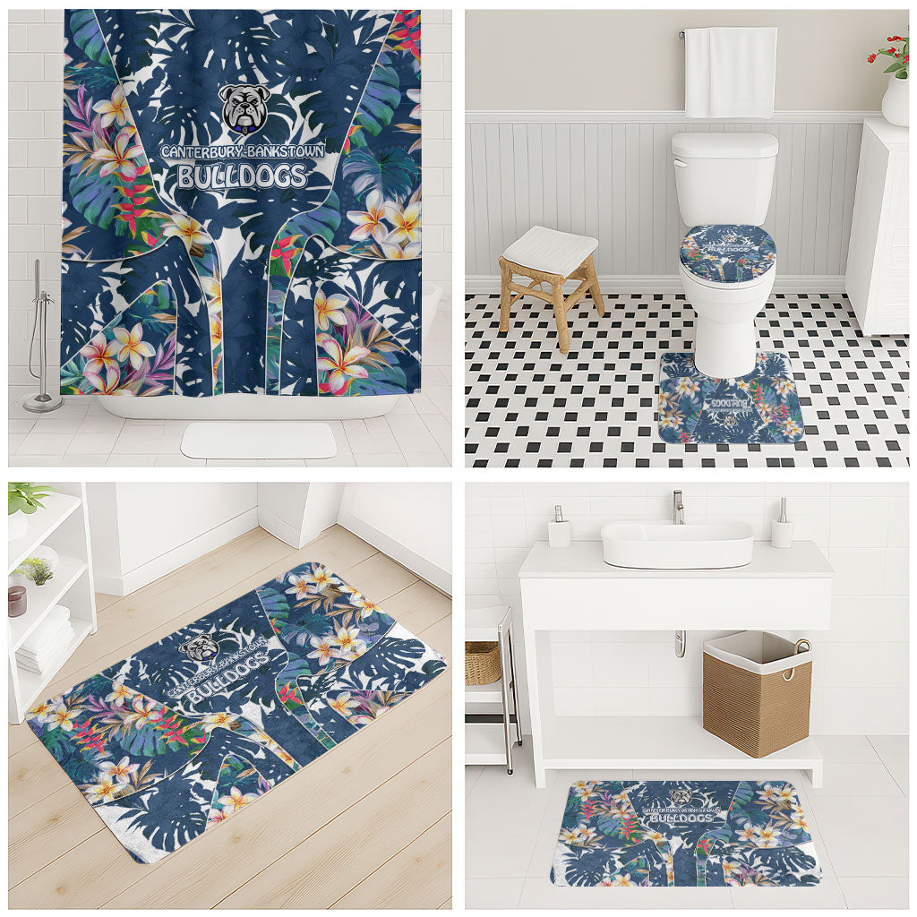 Canterbury-Bankstown Bulldogs Bathroom Set Tropical Hibiscus Floral Pattern With Blue And White Accents