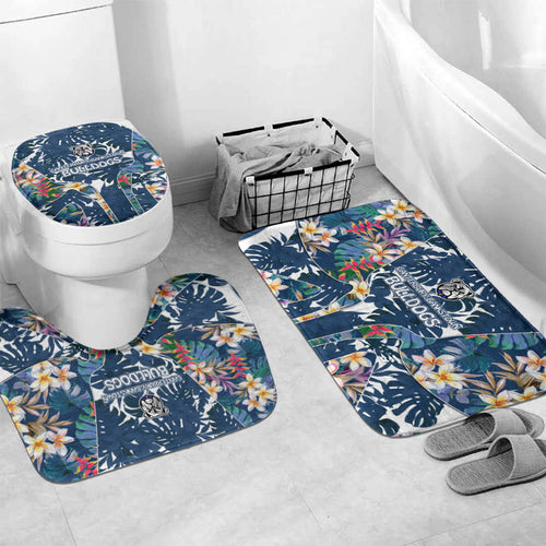 Canterbury-Bankstown Bulldogs Bathroom Set Tropical Hibiscus Floral Pattern With Blue And White Accents