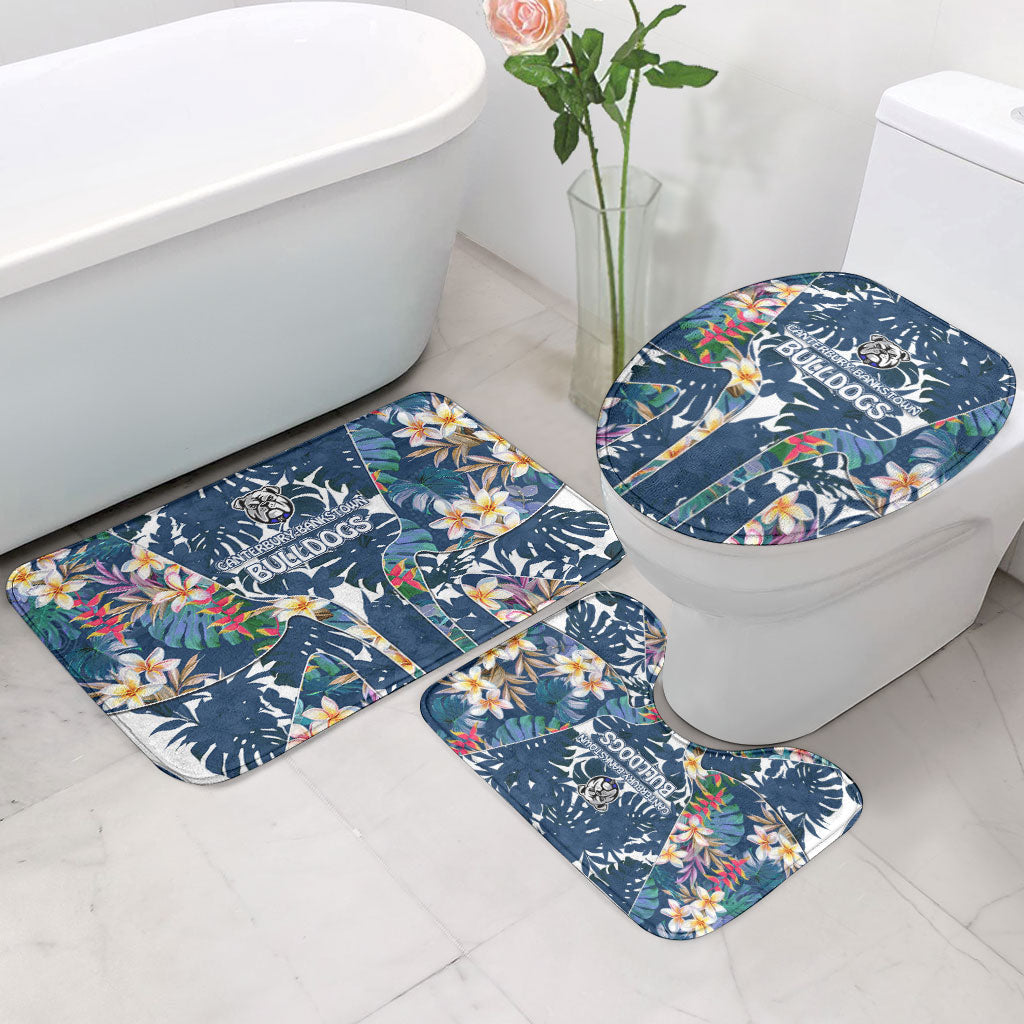 Canterbury-Bankstown Bulldogs Bathroom Set Tropical Hibiscus Floral Pattern With Blue And White Accents
