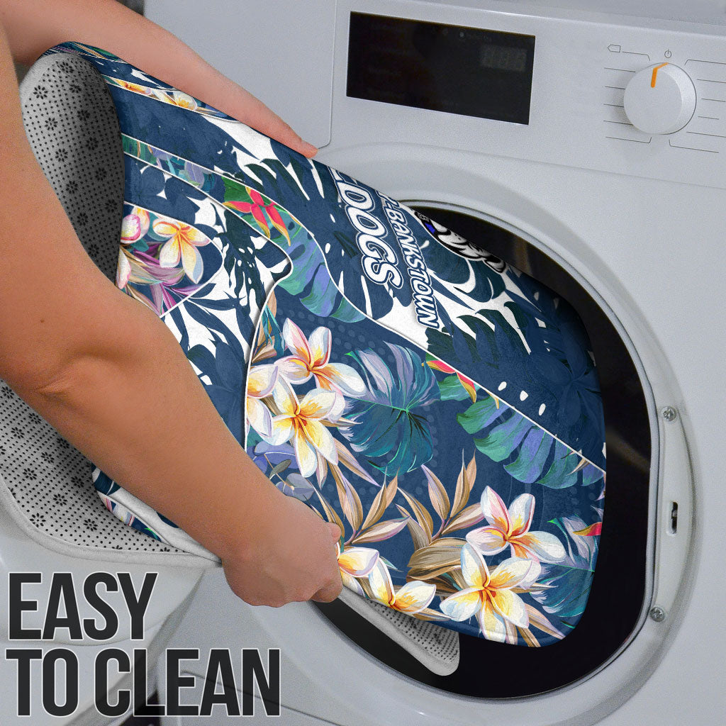 Canterbury-Bankstown Bulldogs Bathroom Set Tropical Hibiscus Floral Pattern With Blue And White Accents
