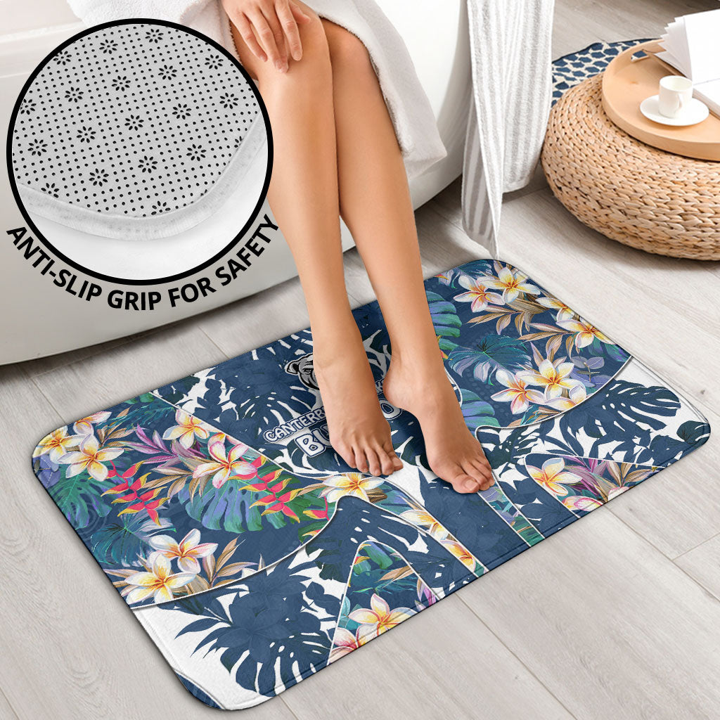 Canterbury-Bankstown Bulldogs Bathroom Set Tropical Hibiscus Floral Pattern With Blue And White Accents