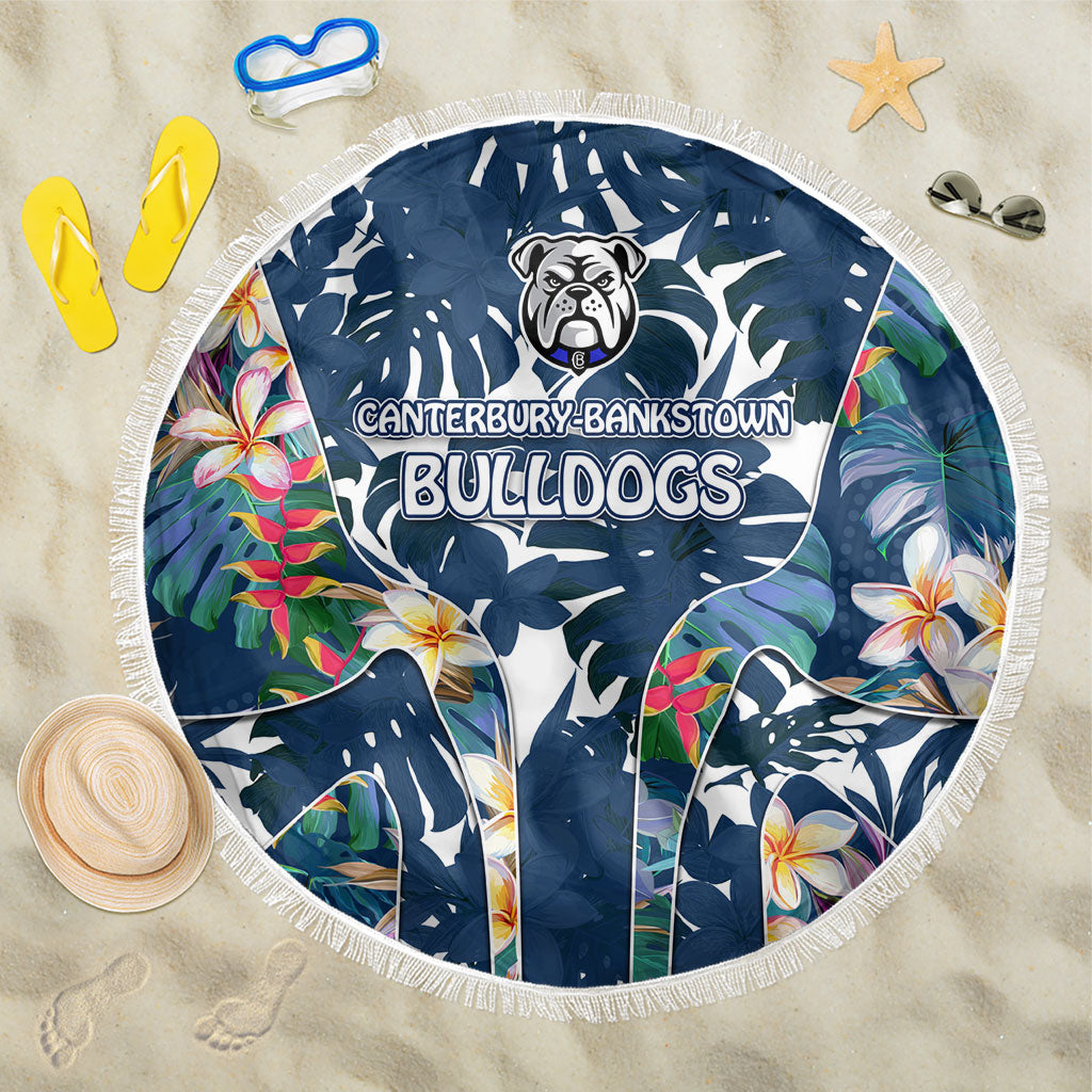 Canterbury-Bankstown Bulldogs Beach Blanket Tropical Hibiscus Floral Pattern With Blue And White Accents