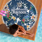 Canterbury-Bankstown Bulldogs Beach Blanket Tropical Hibiscus Floral Pattern With Blue And White Accents