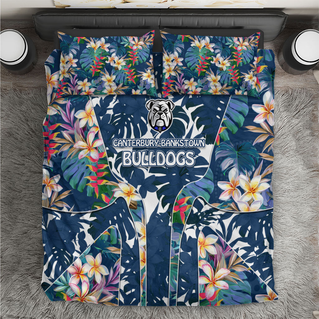 Canterbury-Bankstown Bulldogs Bedding Set Tropical Hibiscus Floral Pattern With Blue And White Accents