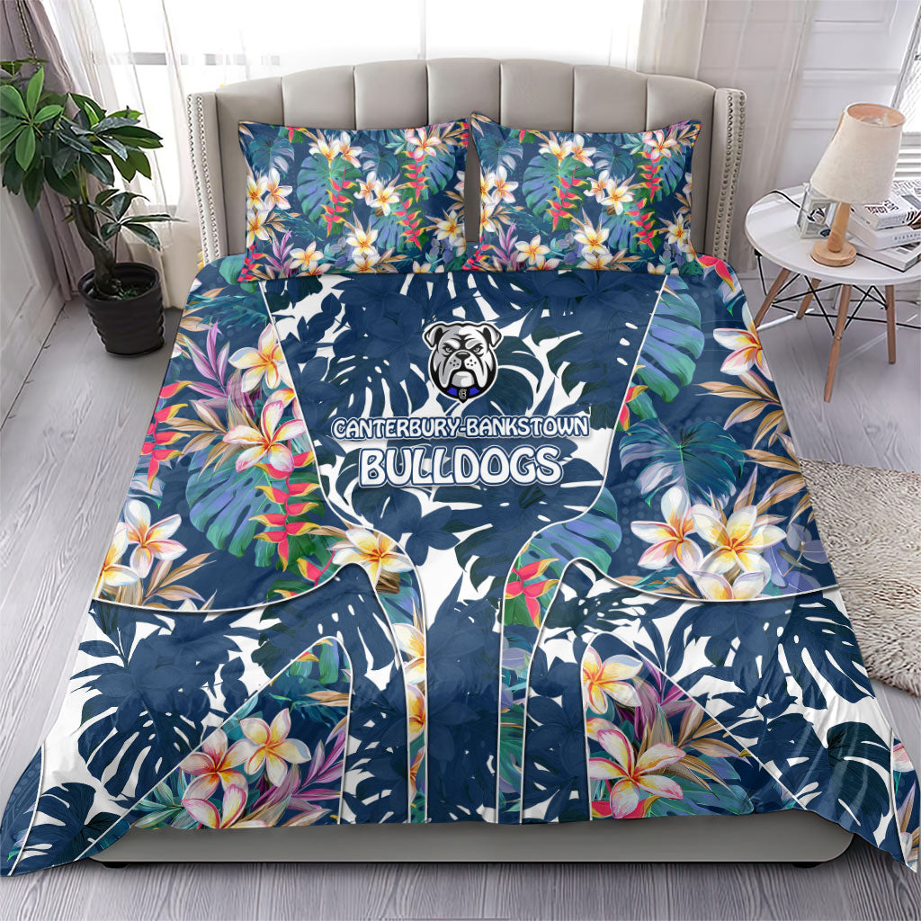 Canterbury-Bankstown Bulldogs Bedding Set Tropical Hibiscus Floral Pattern With Blue And White Accents