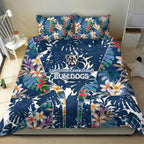 Canterbury-Bankstown Bulldogs Bedding Set Tropical Hibiscus Floral Pattern With Blue And White Accents