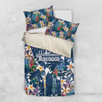 Canterbury-Bankstown Bulldogs Bedding Set Tropical Hibiscus Floral Pattern With Blue And White Accents