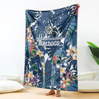Canterbury-Bankstown Bulldogs Blanket Tropical Hibiscus Floral Pattern With Blue And White Accents