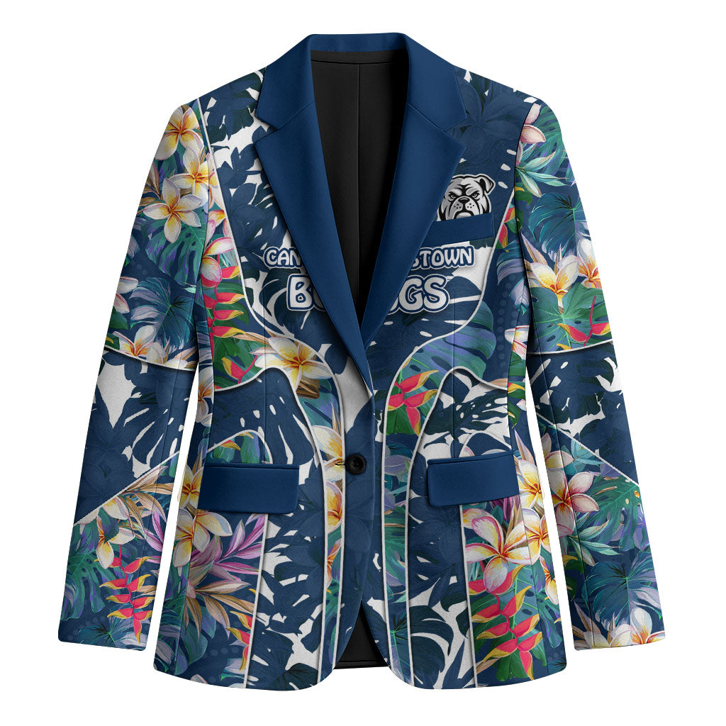 Canterbury-Bankstown Bulldogs Blazer Tropical Hibiscus Floral Pattern With Blue And White Accents
