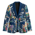 Canterbury-Bankstown Bulldogs Blazer Tropical Hibiscus Floral Pattern With Blue And White Accents