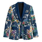 Canterbury-Bankstown Bulldogs Blazer Tropical Hibiscus Floral Pattern With Blue And White Accents