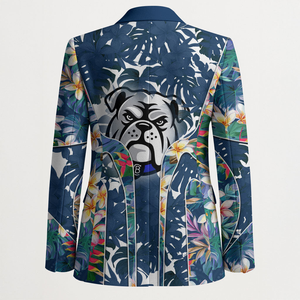 Canterbury-Bankstown Bulldogs Blazer Tropical Hibiscus Floral Pattern With Blue And White Accents